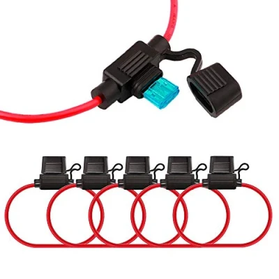 Imagen de FULARR® 5Pcs Premium ACS Pequeño En Línea Impermeable Portafusibles con 16 AWG Arnés, Gratis 15Pcs Mini Cuchilla Fusibles + 1Pcs Extractor Cables Ataduras 12V / 24V