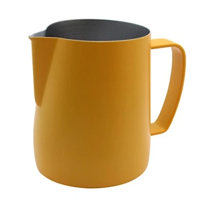 Imagen de Dianoo Frothing Pitcher Jug Estufa para café, Latte y espuma de leche (350 ml), color blanco amarillo
