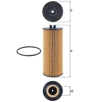 Imagen de MAHLE ORIGINAL OX 174D Filtro de aceite Cartucho filtrante MERCEDES BENZ: ATEGO, ATEGO 2, UNIMOG