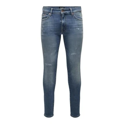 Imagen de ONLY &amp; SONS Onswarp Skin Jax LM DEST 8793 Tai Dnm Vd Jeans, Denim Light Medium Blue Denim, 31W / 34L para Hombre