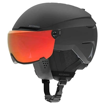 Imagen de ATOMIC Salomon Savor Visor Photo Casco de esquí con visor, negro, talla S. Máxima absorción impactos, sistema ventilación Active Aircon, recubrimiento espejado para una visión clara, 51 55 cm