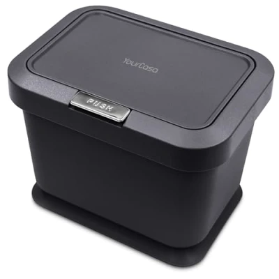 Imagen de YourCasa cubo de basura orgánica para cocina, 5 L, tapa con mecanismo botón, compostaje residuos orgánicos cotidianos, a prueba olores, orgánico, compostador