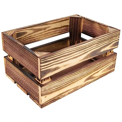 Imagen de Creative DECO Caja de Madera Flameada 30 x 20 15 cm Cesta Estilo Vintage con Efecto Quemado Ideal para Almacenaje Regalo Decoración Bricolaje Manualidades Herramientas