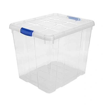 Imagen de AC Caja de ordenación plástico Transparente N.º 17. Contenedor para almacenar Juguetes, Libros, Ropa, Mantas. Capacidad 35 litros. Dimensiones Aprox.: 42,2 x 35,5 cm