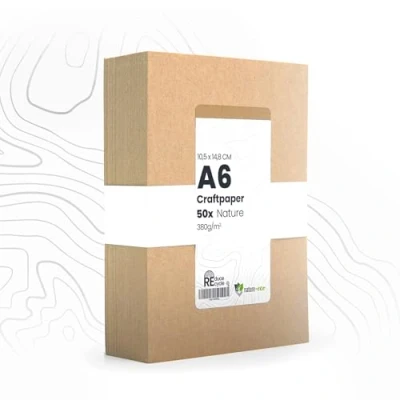 Imagen de nature eco 50 hojas de cartón kraft marrón grueso DIN A6 extra 380 g/m² como para manualidades o creativo estable