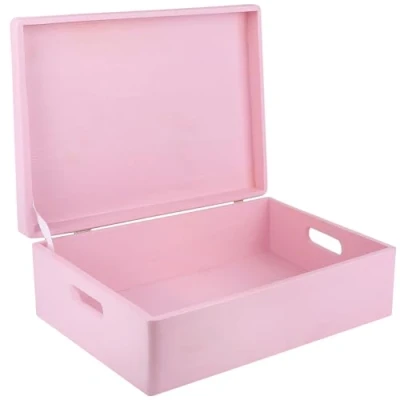 Imagen de Creative DECO XL Rosa Grande Caja Madera Decorativa Almacenaje con Tapa y Asas 40 x 30 14 cm (+/ 1cm) Cofre Decorar Regalo Decoupage Juguetes, Documentos, Objetos, Herramientas Navidad