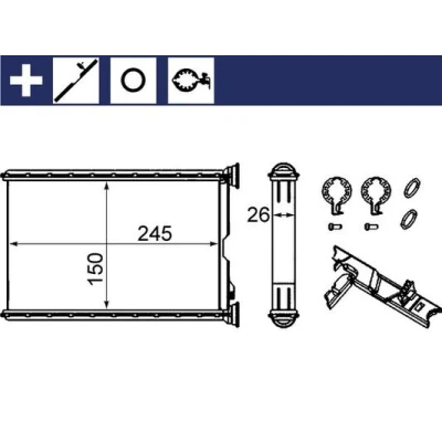 Imagen de MAHLE ORIGINAL AH 242 000S Radiador de Calefaccion con accesorios recubrimiento, junta anular, tornillos, elemento tensor