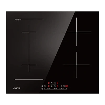Imagen de CIARRA CBBIH4BF Placa de Inducción 4 Fuegos Integrada 7200W con Función Flex Boost Encimera Control Táctil Deslizante 9 Niveles Potencia Negro