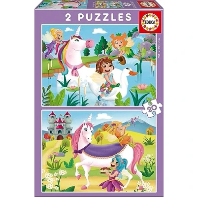 Imagen de Educa Set con 2 Puzzles Infantiles de 20 Piezas imágenes Unicornios y Hadas. A Partir 4 5 6 años (18064)