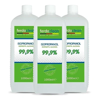 Imagen de 3L (3 x 1 litro) de isopropanol al 70% limpiador pintura con alcohol solvente 3000ml para frustrar pantallas Desengrasante agente IPA