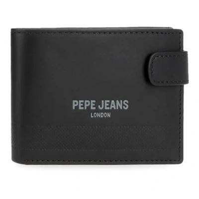 Imagen de Pepe Jeans Deep Cartera Horizontal con Cierre de Clic Negro 11x8,5x1 cms Piel by Joumma Bags