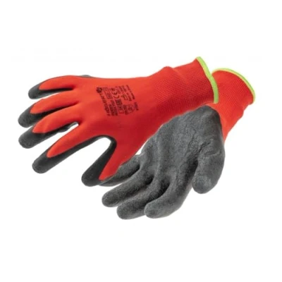 Imagen de Högert Technik RODER Guantes protectores con revestimiento de látex rojo/negro, talla 10, alta resistencia a la abrasión, agarre flexible, ideal para trabajos montaje y mantenimiento precisos