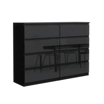 Imagen de 3xeliving Cómoda 8 cajones 120 cm, Colore Negro/Negro Brillante, Dimensiones: x 38 78 cm