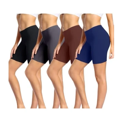 Imagen de wirarpa Leggings Cortos Boxer Mujer Algodon Shorts Bragas Pantalones Negro, Gris Oscuro, Azul marrón Oscuro Pack de 4 Tamaño 5XL