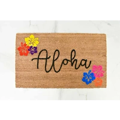 Imagen de Aloha Felpudo hawaiano, decoración hawaiana, baño, absorbente de agua, a prueba humedad, para puerta, entrada, cocina, 16 x 24 pulgadas, Halloween