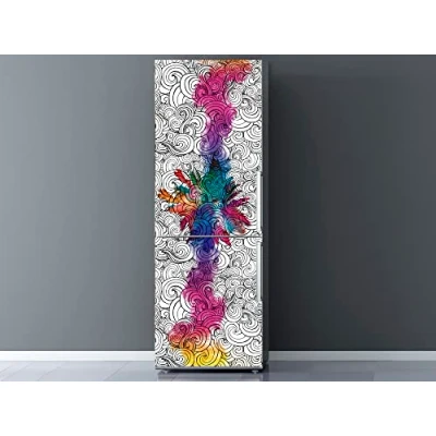 Imagen de Oedim Vinilo para Frigorífico Colorido 185 x 70 cm Resistente y de Facil Aplicación Pegatina Adhesiva Decorativa Diseño Elegante, Multicolor, 185x70
