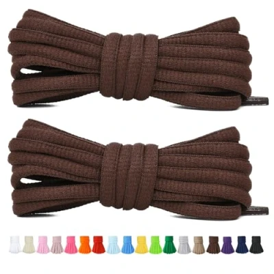 Imagen de Stepace 2 Pares de Cordones Redondos 60cm para Sneakers, Longitud 200cm 18 Colores, Zapatos Marrón 120cm