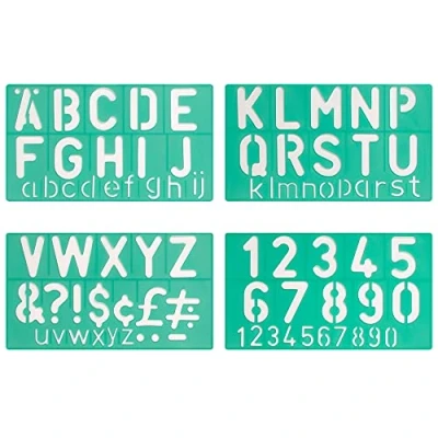 Imagen de Linex G8550 Plantilla estándar de números, letras y símbolos (50 mm, juego 4 unidades), color verde