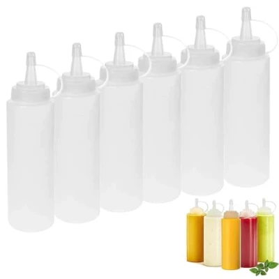 Imagen de DERU Squeeze Bottle, Condimento Botellas, 6 Pcs 8oz Botella De Salsa, Exprimir Bottle Tapas, Sin BPA,Perfectas Para Condimentos Cocina