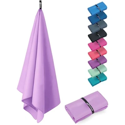 Imagen de Fit Flip Toalla Microfibra Piscina compacta, Ultraligera y de Secado rápido Toallas microfibras para el Gimnasio, Viaje, Natacion Gym Playa Grande (1x 70x140cm Lila Claro)