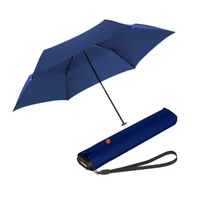 Imagen de Knirps Paraguas Ultra US.050 Slim Manual ligero y plano Resistente a las tormentas al viento 21 cm, azul marino, medium