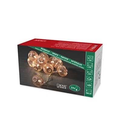 Imagen de &#039;Konstsmide 3145 603 guirnalda led &quot;kupferfarbene metal bolas/para interior (IP20)/VDE/Funciona Con Pilas: 3 x AA 1,5 V (No Incluidas.) /10 diodos de luz blanca cálida, cable transparente)