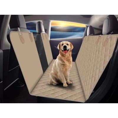 Imagen de GXT Protector de Asiento Trasero para Perro, Coches, SUV y Camiones con Ventana Malla, Material Antideslizante e Impermeable, Caqui Oscuro