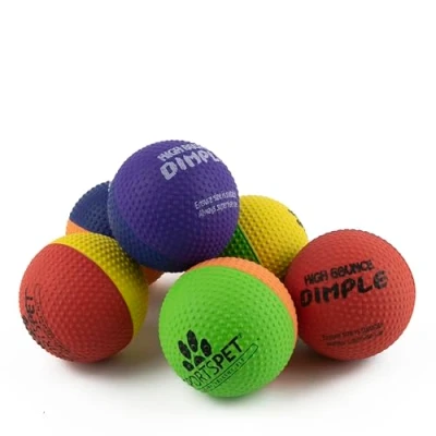 Imagen de SPORTSPET Pelotas para Perros de Caucho Natural Alto Rebote (Paquete 6 con hoyuelos Rebote) (61 mm)