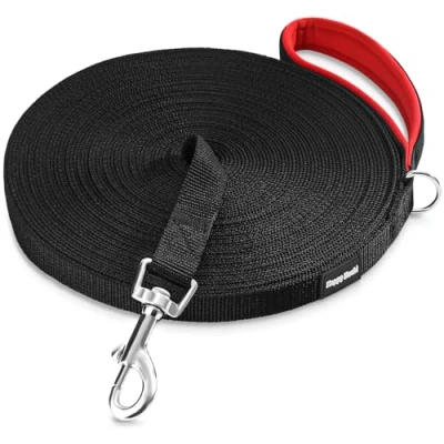 Imagen de HAPPY HACHI Correa Larga Perro, Correas Adiestramiento para Perros Nylon Resistente Entrenamiento Camping Paseo (Longitud 20m, Negro)