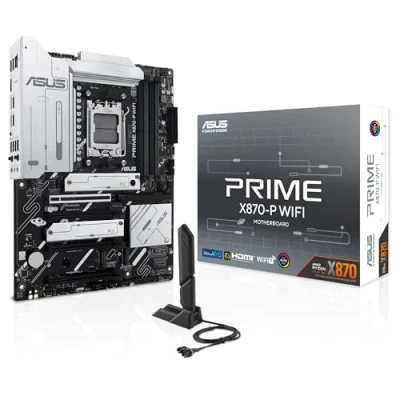 Imagen de ASUS Prime X870 P WiFi Placa Base AMD ATX, 14+2+1(80A) etapas de Potencia, PCIe 5.0 x16 Compatible con GPU última generación, 4X M.2, DDR5, 7, Q Antenna