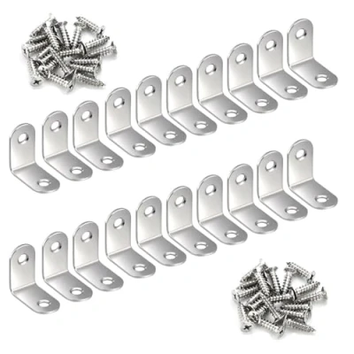 Imagen de Conector de ángulo 90 grados, pinzas acero inoxidable, soporte estantería, en forma L, soportes para esquina, muebles, mesa, silla, 20 unidades (30 x 30 16 mm)