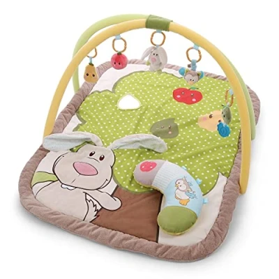 Imagen de NICI Manta de Actividad con Almohada Juego Conejito y Búho, 80 x 110 cm I 5 Figuras Desmontables en Bolsa Transporte Alfombra Bebé 48510