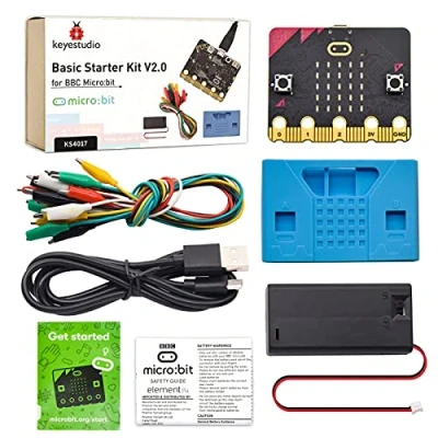 Imagen de KEYESTUDIO Kit de Inicio básico para BBC Micro bit V2, programación gráfica, brújula Bluetooth integrada, detección Movimiento, codificación Pantalla LED Adolescentes