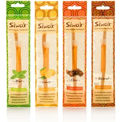 Imagen de Limón sabor Cepillo de dientes natural Siwak. Raíz Miswak original para cepillar y blanquear los dientes. Detiene el sangrado las encías la inflamación encías.