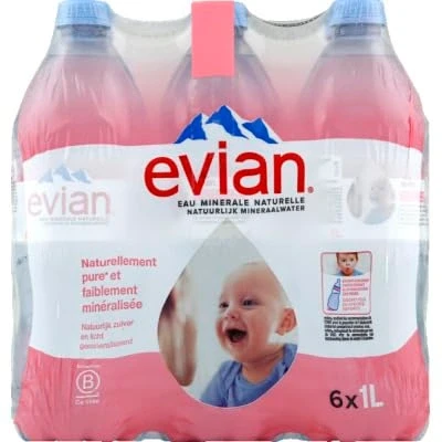 Imagen de 6 botellas de agua EVIAN natural 1000 ml PET