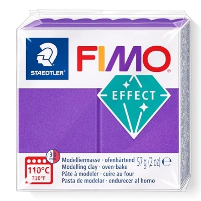Imagen de STAEDTLER 8010 61 FIMO Effect Arcilla de modelado polimérica endurecida al horno, lila metálica (1 bloque 57 g)