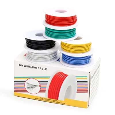 Imagen de Coomoors Kit de cable eléctrico 18 AWG silicona calibre 18AWG cobre estañado 6 colores 4 metros cada Juego gancho flexible y suave para bricolaje
