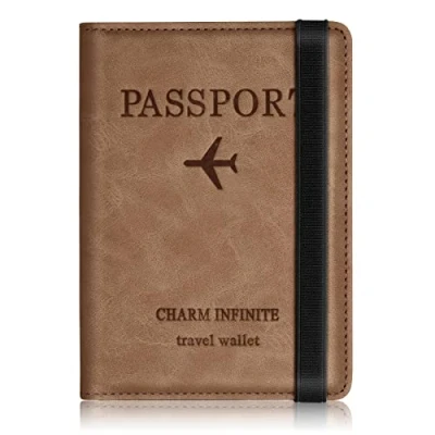 Imagen de Funda Pasaporte, Portadocumentos Viaje de los Billetera Documentos Portátiles con Bloqueo RFID, Travel Essentials, Porta Pasaporte para Mujeres y Hombres (Marrón)