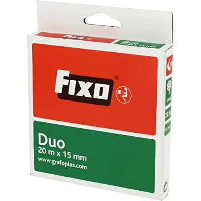 Imagen de Fixo Duo 75600500. Cinta Adhesiva Doble Cara, 15mmx20m, Libre de Ácido y Lignina, Perfecta para Manualidades con Goma EVA Scrapbooking, transparente