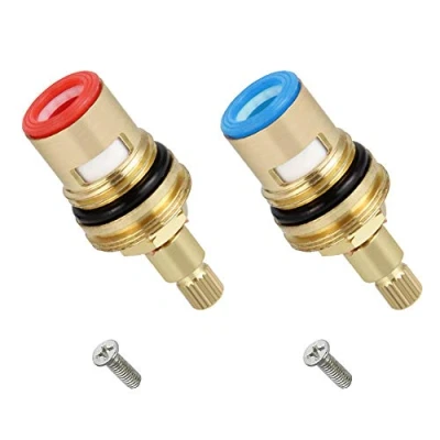 Imagen de DECARETA 2 PCS Ceramico Grifo Valvula de Cobre Cartucho Disco Cerámica con Tornillos 4 mm Cabezal Reemplazo para Agua Fria y Caliente