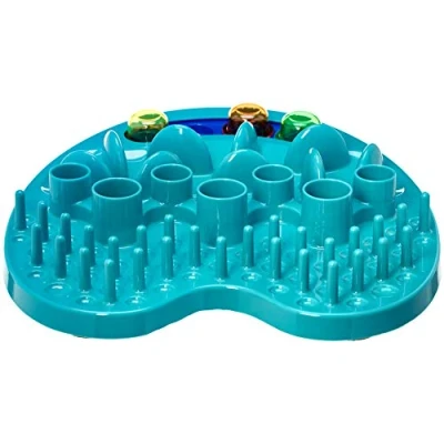 Imagen de Amazon Basics Espacio de actividades y alimentación para mascotas, azul