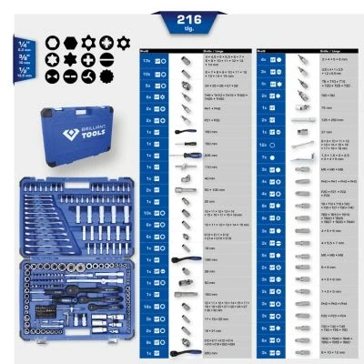 Imagen de KS TOOLS BT023216 Juego de herramientas 216 10 (3/8&quot;), 12,5 (1/2&quot;), 6,3 (1/4&quot;) cuadrado