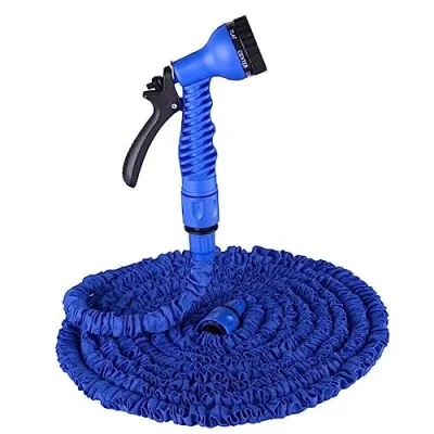 Imagen de RIEGOLUX Manguera Extensible de Agua a Presión, Azul, 5 15 m, Pistola Jardín, Grifo, Riego Jardin, Jardinería
