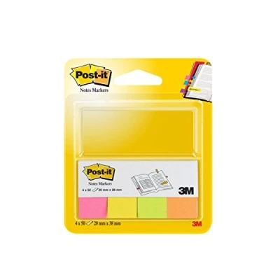 Imagen de Post it Pack de 4 blocs mininotas Neón, 50 hojas/bloc, colores surtidos: amarillo, naranja, rosa y verde