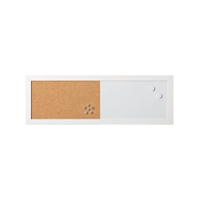 Imagen de Bi Office Combo Pizarra Blanca y Tablón de Anuncios Elements, Magnético, Borrado en Seco/ Corcho, Marco MDF Blanco, 60x20cm