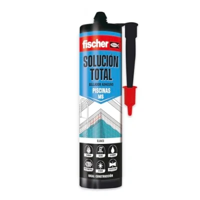 Imagen de fischer Solución Total Piscinas Sellador Fugas Piscina Agua Polimero Adhesivo con Características Avanzadas Respecto Silicona Blanca Para Grietas Blanco (290ml)