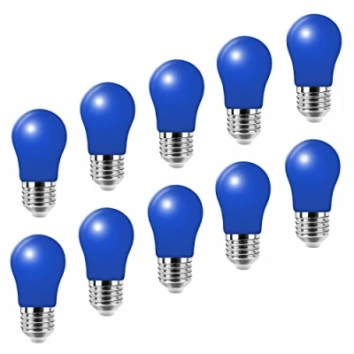 Imagen de Jiotouhu lámpara LED E27 3W,Azul, Bombilla de repuesto para incandescente 20W, bajo consumo A50, no regulable, paquete 10