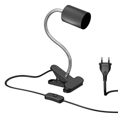 Imagen de ledscom.de lámpara de pinza, cuello cisne WAIKA, interruptor, negro mate, 1x GU10 máx. 15W, cisne, tornillo,