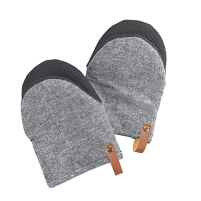 Imagen de Wenko Guantes de Horno Ada Stripes, 1 par Manoplas con Aplicaciones Silicona para un Agarre Seguro bandejas y moldes ollas Calientes, Lazo Colgar, Lavable, Gris