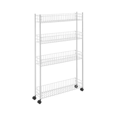 Imagen de Metaltex FINO 4 Carro Ultrafino Multiuso con Ruedas. Cestas. Color Blanco. 95x60x16 cm